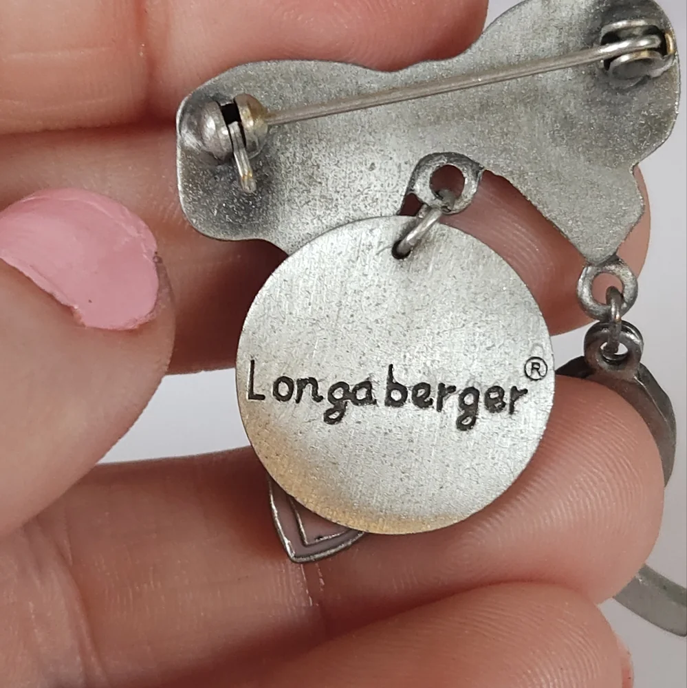 Longaberger Never Give Up Pink Ribbon & Silver Bow Brooch